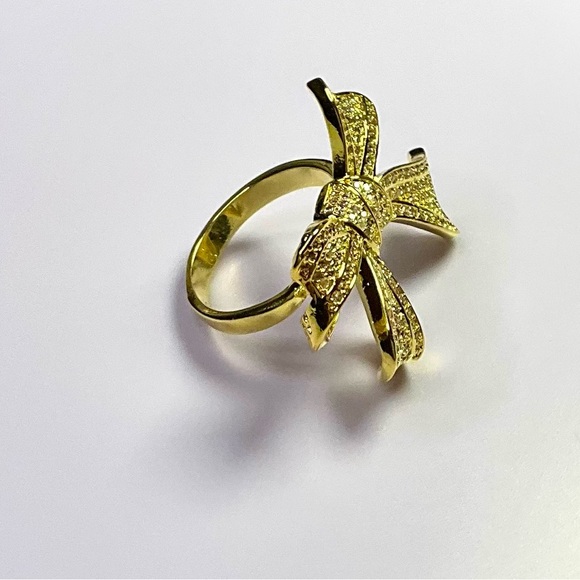 Abigail Creations 925 Sterling Silver Exquisite Gold Plated with CZ Bow Ring - Picture 8 of 8